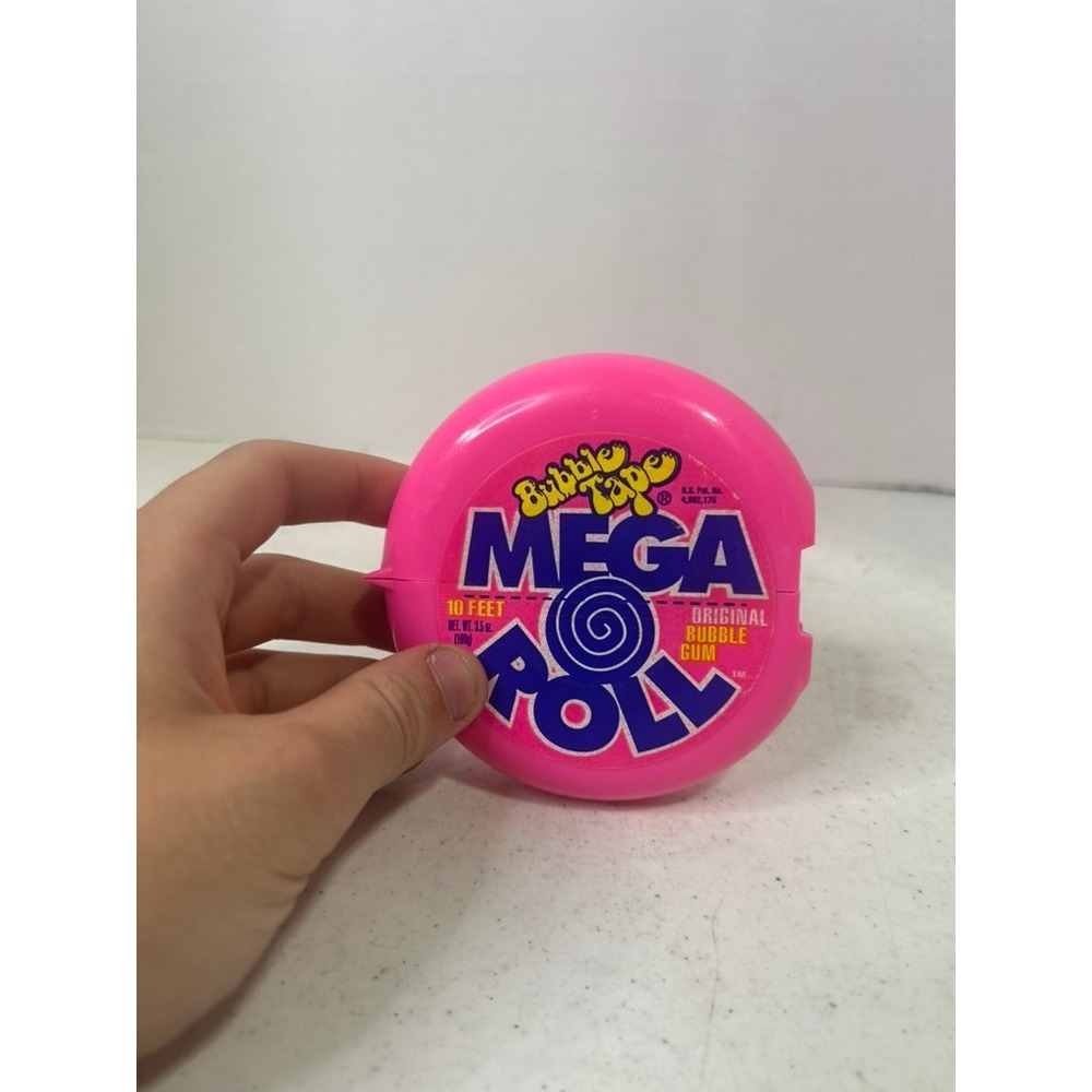 Vintage‎ 1995 Bubble Tape Mega Roll Original Bubble Gum Pink Container Amurol